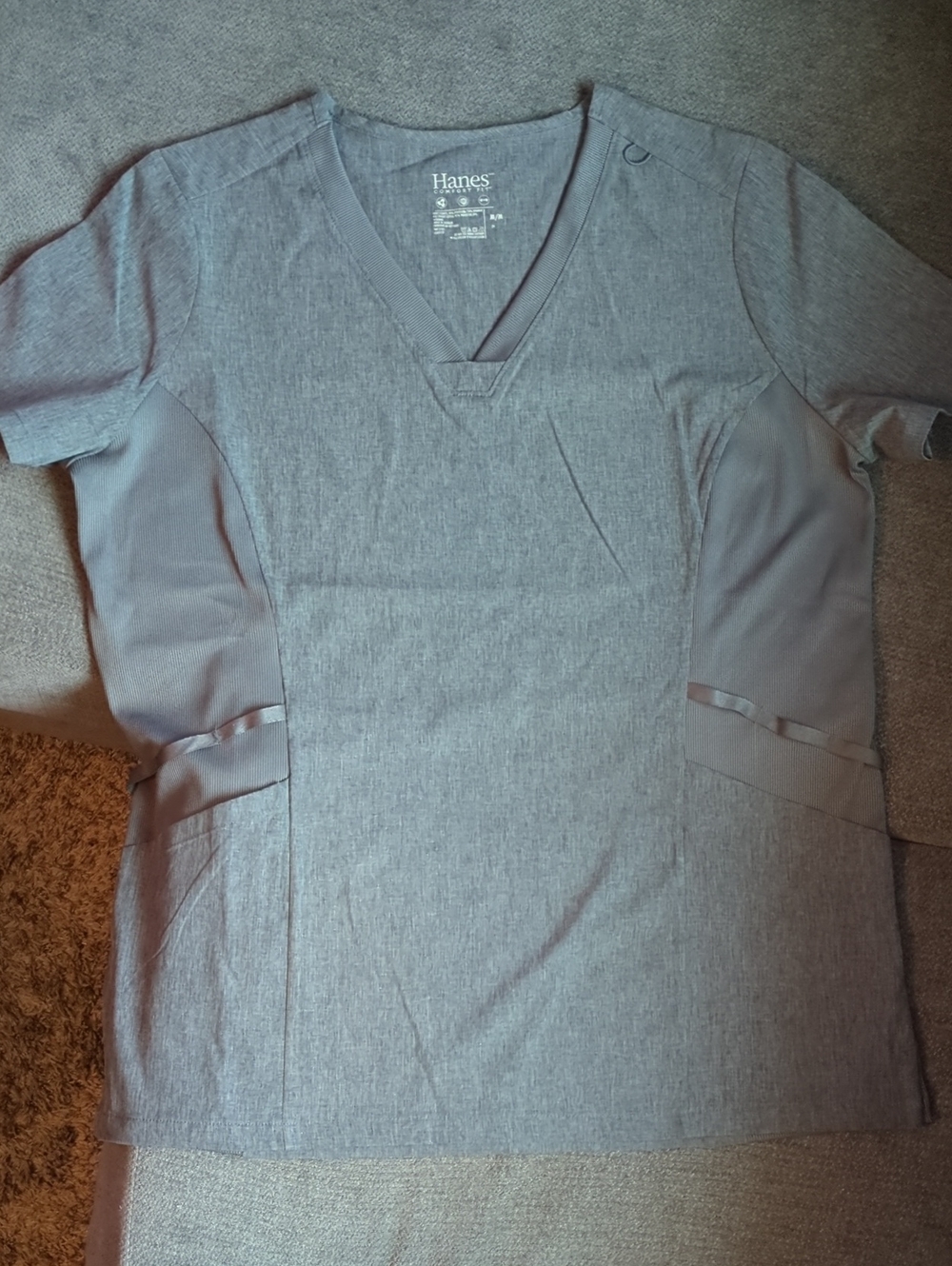 HanesGray V-Neck Scrub Top